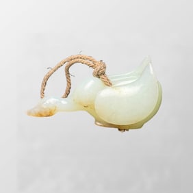 Chinese Natural Hetian Jade Carved Swan Statue