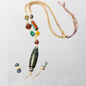 Old Tibetan Four Eye DZI Agate Lucky Pendant