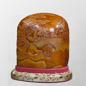 Chinese Tianhuang Stone Low Relief Figure Seal Statue