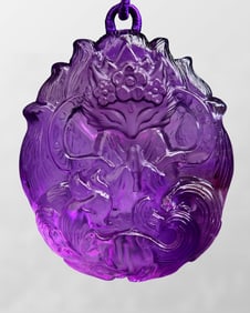 Exquisite Amethyst Crystal Carved Nine-tailed Fox Pendant
