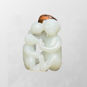 Chinese Natural Hetian Jade Carved Monkey Pendant