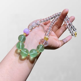 Beautiful Fluorite & White Cystal Beads Pendant