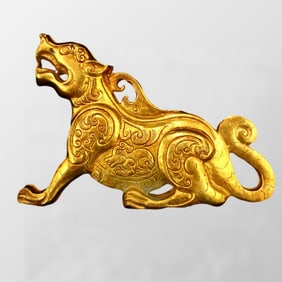 A Pair Chinese Gilt Gold Bronze Tiger General Token