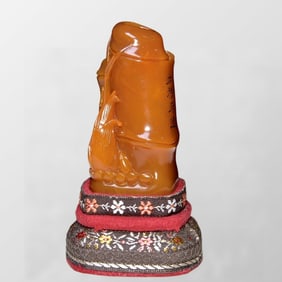Superb Old Chinese Tianhuang Stone Carved Fortune Bamboo Seal Statue