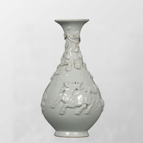 Chinese White Glaze Fortune Kylin Porcelain Vase