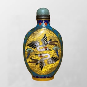 Vintage Chinese Copper Cloisonne Snuff Bottle