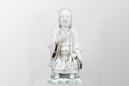 Vintage Chinese White Glaze Hutian Kiln Figure Porcelain Statue
