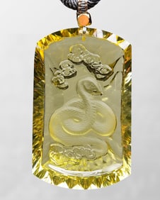 Exquisite Titanium/Yellow Crystal Carved