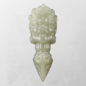 Chinese Natural Hetian Jade Carved Pestle Xiangmo Pendant