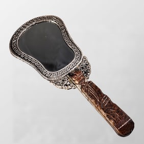 Vintage Copper Inlay Gem Mirror
