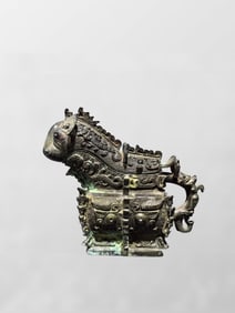Vintage Chinese Bronze Fortune Beast Wine Container - Zhe Gong