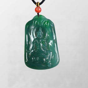 Beautiful Jadeite Carved Kwan-yin Pendant
