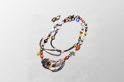 Vintage Agate Carved Fortune Pixiu Pendant w Beads Necklace