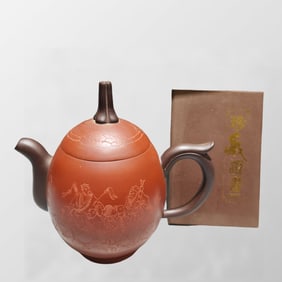 Chinese Yixing Zisha Clay Eight Taoism Deity Teapot w Artist Signed
