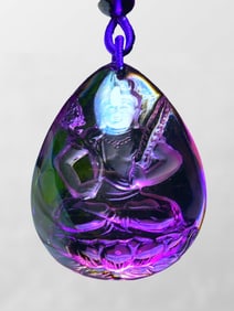 Beautiful Natural Amethyst Carved Bodhisattva Akashagarbha Pendant