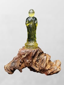Beautiful Natural Yellow Crystal Carved Siddhartha Buddha Statue