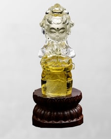 Beautiful Natural Yellow Crystal Carved Kwan-yin Statue