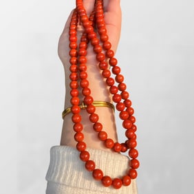 108 Beads Beautiful Chinese Nanhong Agate Beads Necklace