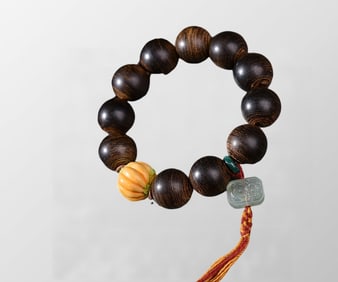 Hand Woven Chenxiang Wood & Bone Beads Bracelet