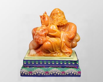 Vintage Chinese Tianhuang Stone Carved Dharma Statue