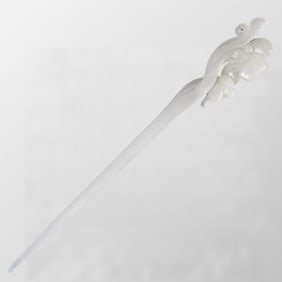 Superb Chinese White Hetian Jade Flower Hairpin