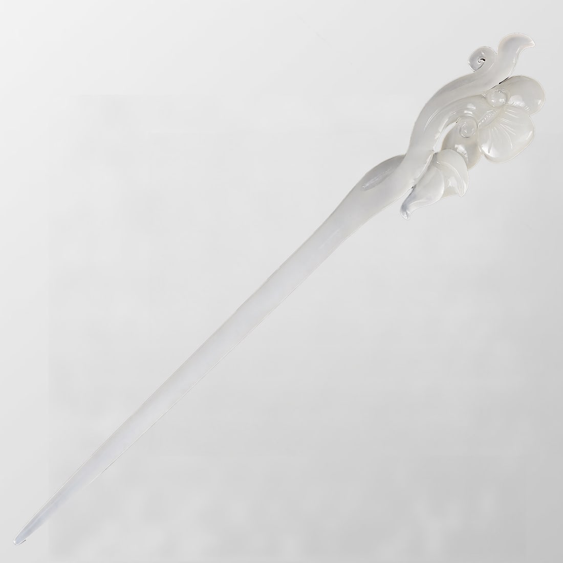 Superb Chinese White Hetian Jade Flower Hairpin: Superb Chinese White Hetian Jade Flower HairpinDimension: 180 x 20 x 11 (mm) 7.09 x 0.79 x 0.43 (inches) Weight: 0.04 lbs/ 19.06 g