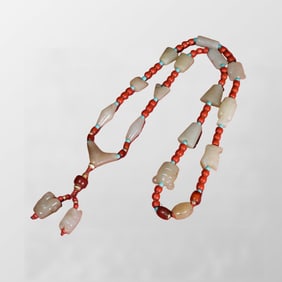 Vintage Chinese Hetian Jade Bead Necklace