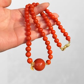 Beautiful Chinese Nanhong Agate Beads Pendant/Necklace