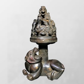 Vintage Chinese Bronze Fortune Beast Incense Burner