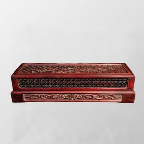 Openwork Chinese Rosewood Wood Flowers Design Box