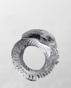 Beautiful White Crystal High Relief Snake Thumb Ring
