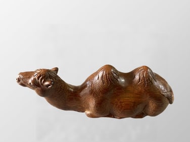 Vintage Chinese Bamboo Carved Camel Statue