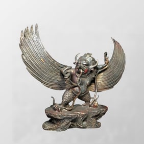 Vintage Chinese Bronze Mythical Figure Lei Zhenzi Statue