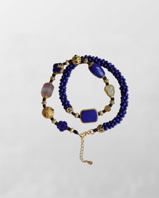 Hand Woven Lapis Lazuli Beads Bracelet