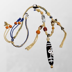 Hand Woven Tibetan DZI Agate Lucky Pendant
