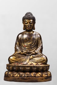 Old Chinese Gilt Gold Copper Siddhartha Buddha Statue