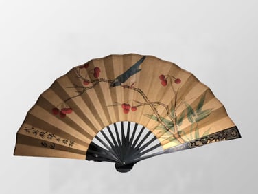 Chinese Watercolour On Xuan Paper Bird Painting Fan