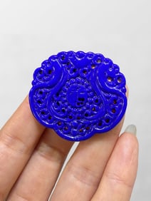 Vintage Lapis Lazuli Carved Ruyi Pendant