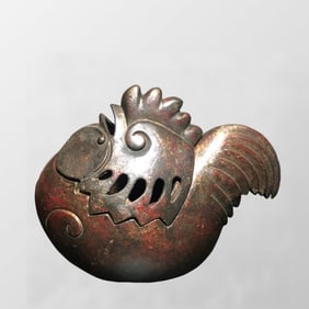 Vintage Chinese Bronze Rooster Incense Burner