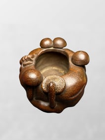 Vintage Chinese Bamboo Carved Mushroom Brush Washer