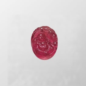 Beautiful Red Tourmaline Carved Laughing Buddha Pendant