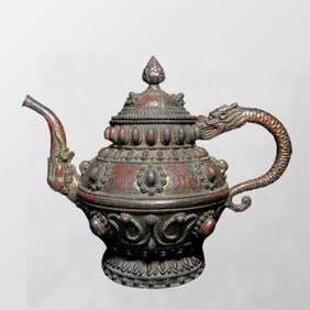 Vintage Chinese Bronze Fortune Dragon Teapot