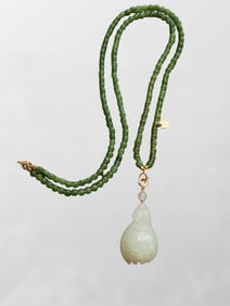 Chinese Natural Hetian Jade Carved Orchid Pendant
