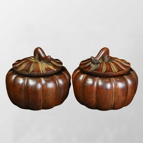 A Pair Vintage Chinese Huali Wood Weiqi Pot