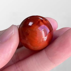Exquisite Chinese Nanhong Agate Bead Pendant