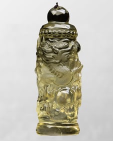 Beautiful Yellow Crystal Carved Fortune Dragon Pendant