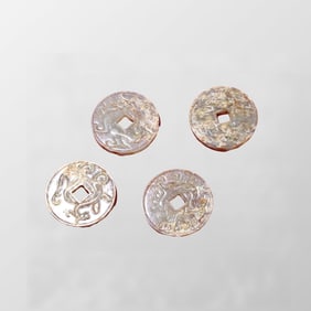 A Set Vintage Chinese Hetian Jade Four Divine Beast Coin Statues w Box