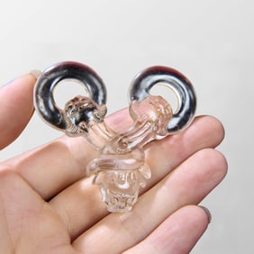 Beautiful White Crystal Carved Fortune Dragon Pendant