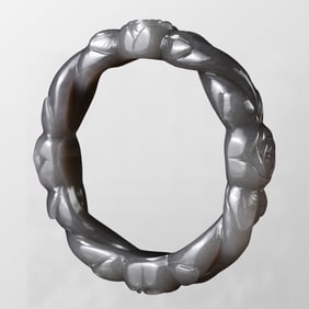 Inside Diameter 58mm Chinese Natural Hetian Jade Flowers Bracelet w Certificate