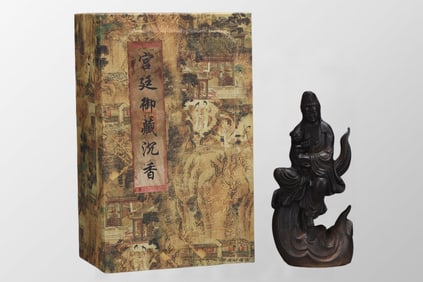 Vintage Chinese Chenxiang Wood Carved Kwan-yin Statue